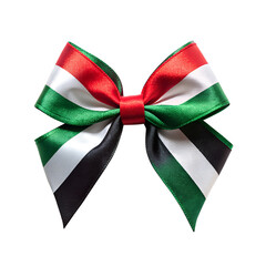 Palestinian flag ribbon tie bow isolated white background. png