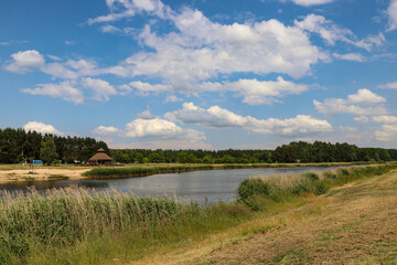 Recreational and retention reservoir, swimming area in Zarzeczany, Podlaskie Voivodeship, Poland, Europe