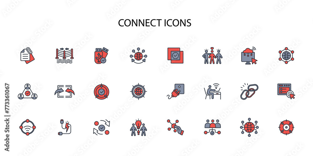 Poster connect icon icon set.vector.editable stroke.linear style sign for use web design,logo.symbol illust
