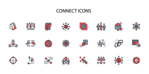 Connect icon icon set.vector.Editable stroke.linear style sign for use web design,logo.Symbol illustration.