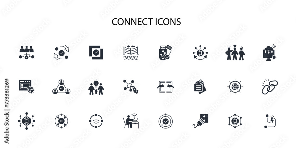 Poster connect icon icon set.vector.editable stroke.linear style sign for use web design,logo.symbol illust