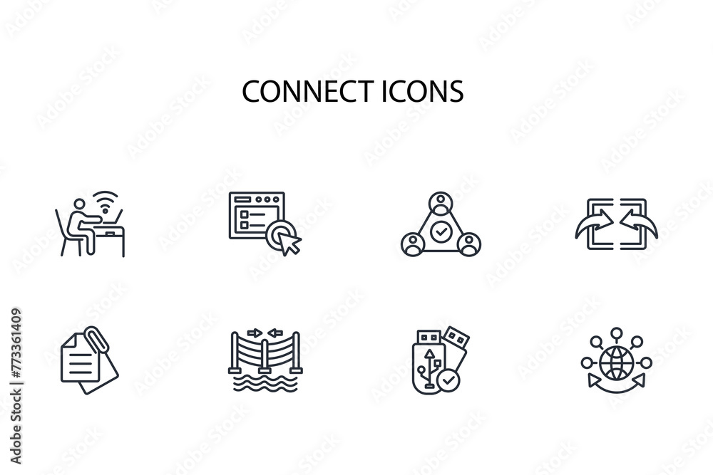 Poster connect icon icon set.vector.editable stroke.linear style sign for use web design,logo.symbol illust
