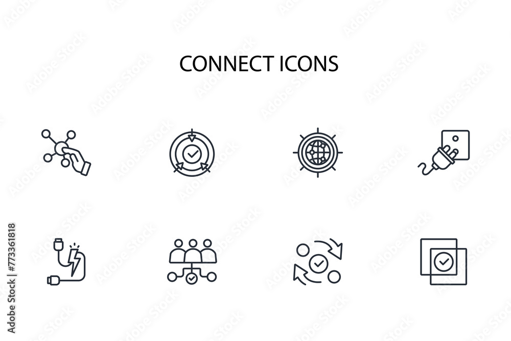 Poster connect icon icon set.vector.editable stroke.linear style sign for use web design,logo.symbol illust