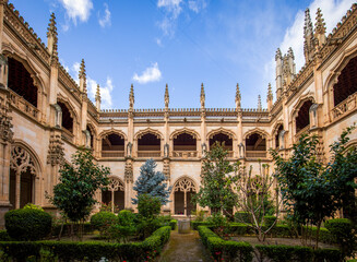 Gothic cloister of the monastery of San Juan de los Reyes in Toledo, Castilla la Mancha, Spain with...