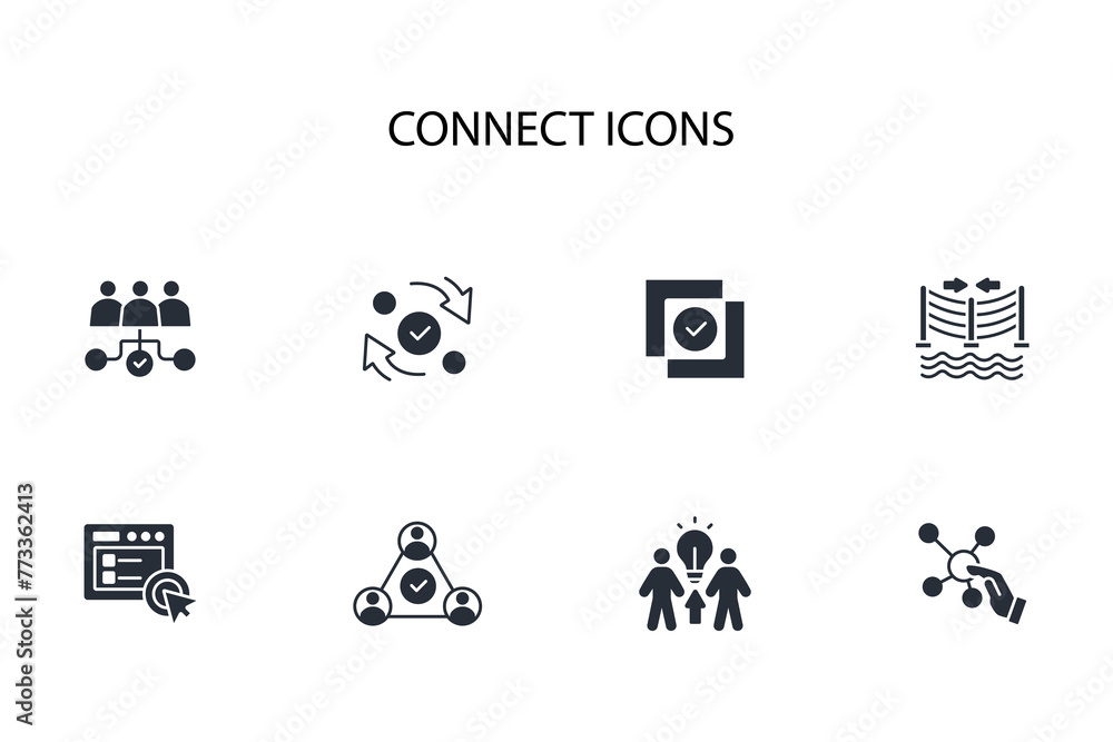 Poster connect icon icon set.vector.editable stroke.linear style sign for use web design,logo.symbol illust