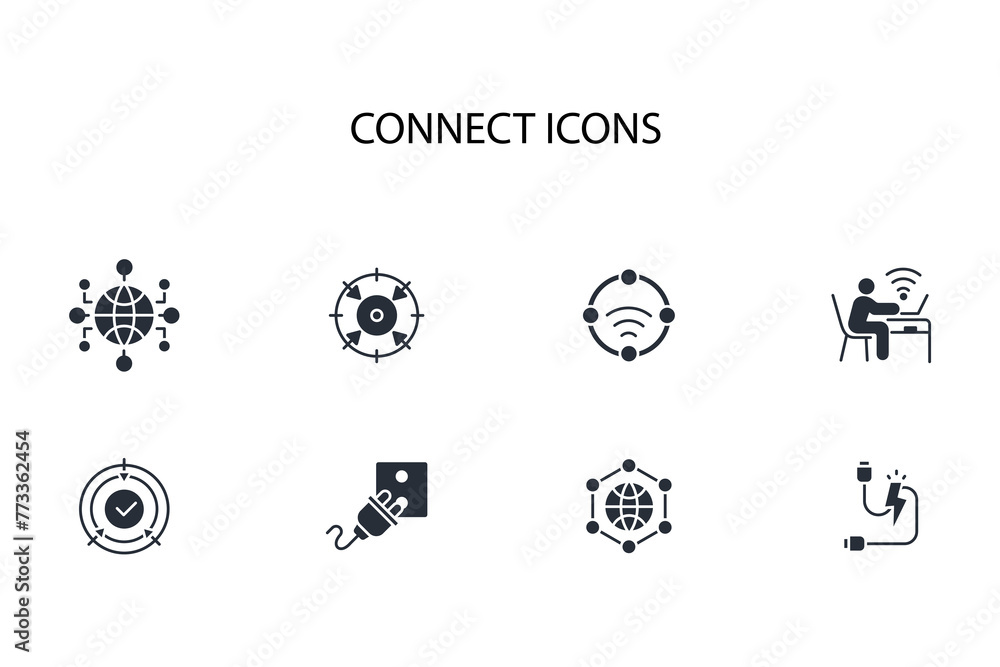 Poster connect icon icon set.vector.editable stroke.linear style sign for use web design,logo.symbol illust