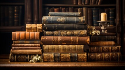 Composition of Stacked Antique Books