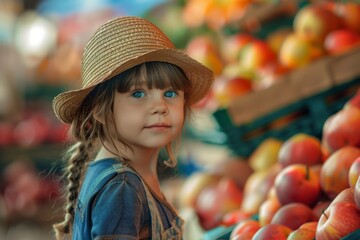 Little Girl in Front of Apple Display