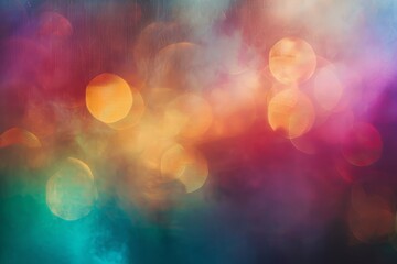 Abstract bokeh background with rainbow burst of light. Christmas fantasy with festive confetti in...