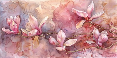 An ordinary but gorgeous magnolia watercolor painting