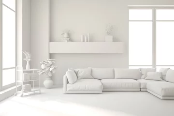 Rolgordijnen White living room concept with sofa. 3D illustration © AntonSh