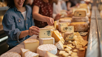Artisan Cheese Selection at a Gourmet Market