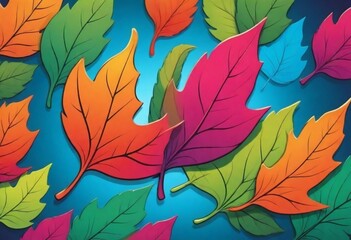 Fototapeta na wymiar Comic style Design a bold leaf logo using vibrant (8)
