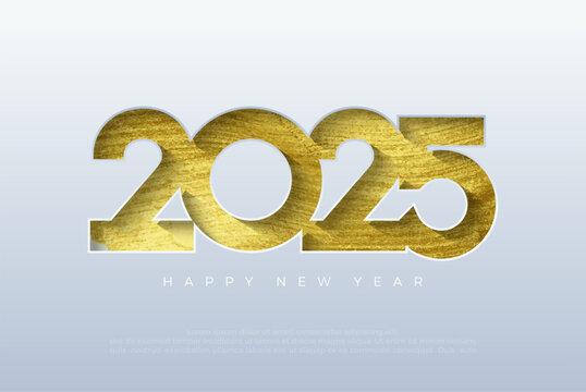2024 number with golden numerals and a blend of fancy paint brush styles. vector greeting and celebration of happy new year 2024. Premium vector design for banner, poster, template new year 2024.