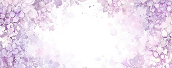 watercolor background of  pink, purple colour hortensia with lots of unused copy space