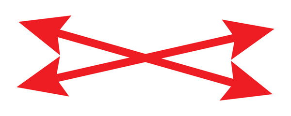 Long arrow vector icon. red horizontal double arrow.  10 Eps