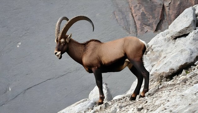 an ibex with its hooves gripping the rocky terrain upscaled 7