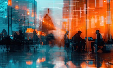 Blurred glass wall of modern business office building at the business center use for background in business concept