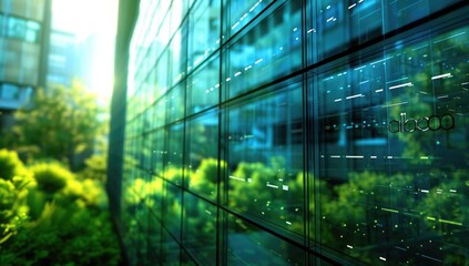 Blurred glass wall of modern business office building at the business center use for background in business concept - obrazy, fototapety, plakaty