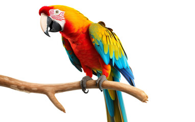 A vibrant parrot perches gracefully on a tree branch