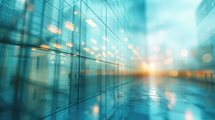 Blurred glass wall of modern business office building at the business center use for background in business concept