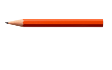 An orange pencil standing boldly on a white background