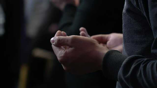 A Muslim man prays in a mosque during Ramadan