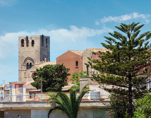 Fototapeta na wymiar View of the old medieval Erice town, Trapani region, Sicily, Italy.