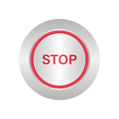 Stop Button. Vector Illustration Isolated on White Background. 