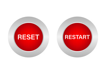 Reset and Restart Button. Vector Illustration Isolated on White Background. 
