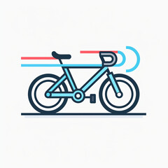 a minimalist flat icon of a bicycle in motion