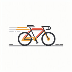 a minimalist flat icon of a bicycle in motion