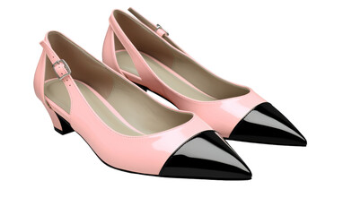 A stunning pair of high heels in pink and black, exuding elegance and style