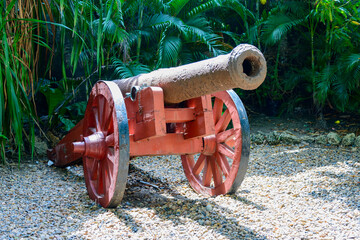 Vintage cannon at the naval museum in Cartegina de India, Columbia