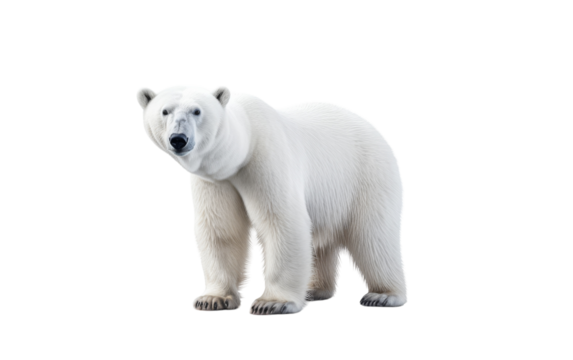 A majestic polar bear standing proudly on a white background