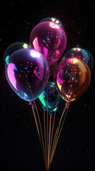 Festive golden and colourful metallic balloons for events. - 773376085