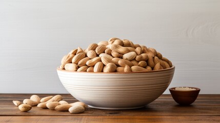 The natural texture of shelled peanuts captured in a homely bowl