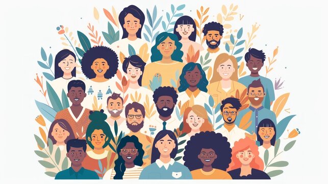 Diversity and inclusion in workplace as team acceptance tiny person concept. Teamwork power with various ethnic, racial and culture groups vector illustration. Business staff employment tolerance
