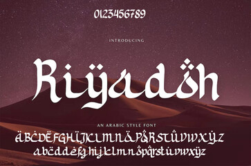 Arabic style font alphabet letters vector illustration