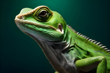 Fototapeta premium Closeup of Chameleons angry face wildlife - Ai Generated