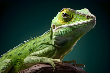 Obraz premium Closeup of Chameleons angry face wildlife - Ai Generated
