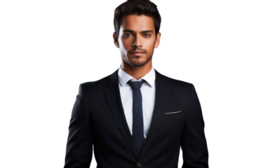 A sophisticated man in a stylish suit and tie striking a confident pose for the camera