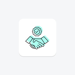 Successful Partnership icon, successful, partnership, collaboration, teamwork color shadow thinline icon, editable vector icon, pixel perfect, illustrator ai file