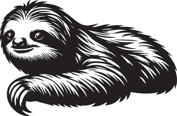 Brown throated three toed sloth vector  silhouette style (427).eps
