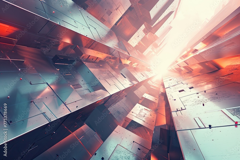 Leinwandbilder dynamic 3d geometric shapes in a futuristic design, a futuristic design concept showcasing dynamic 3