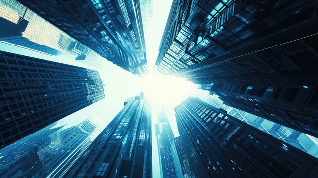 Dynamic 3D cityscape with futuristic skyscrapers, A futuristic urban landscape rendered in dynamic 3D, characterized by towering skyscrapers and advanced architectural design.