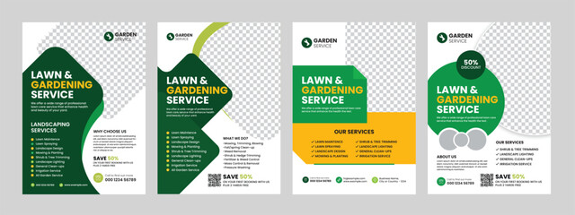 lawn care garden or landscaping service flyer template leaflet, poster, advertise, reports, brochure cover design