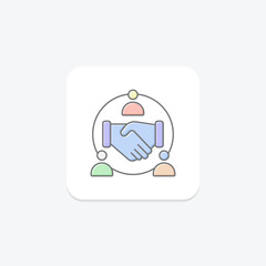 Unified Partnership icon, unified, partnership, collaboration, teamwork lineal color icon, editable vector icon, pixel perfect, illustrator ai file