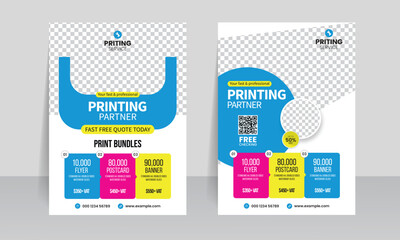 print shop flyer leaflet brochure cover design a4 size vector illustrator.