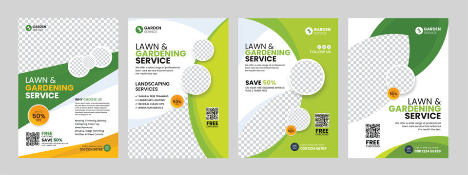 lawn care garden or landscaping service flyer template leaflet, poster, advertise, reports, brochure cover design